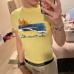 Vintage Reworked Vacation Graphic T Shirt Beach